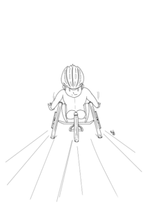 無料で簡単に塗れるパラリンピックの車椅子レースの塗り絵の線画